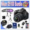 Nikon D5100 Digital SLR Camera with 18-55mm VR lens, 8GB Memory Deluxe Bundle