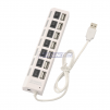 7 Port USB Hub, Power Strip Style with On / Off Switch, White Color