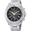 Seiko SNA617 Mens Watch Stainless Steel Alarm Chronograph Black Dial