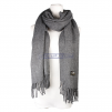 Pure Cashmere Woven Scarf with Fringe Ends, Size: 72.4"(L) x 30"(W), Color: Grey