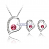 Heart Swarovski Crystal Jewelry Set, with Necklace and Stud Earrings, Packing in Case, Color: Pink
