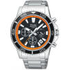 Pulsar by Seiko PT3035 Mens Watch Stainless Steel Chronograph Quartz Black Dial Orange Trim Bezel