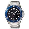 Casio MDV106D-1A2V Mens Silver Stainless-Steel Black Dial Blue Bezel Quartz Watch