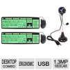 1.3MP 5" Flexible Neck Webcam with Microphone and 2-Pack EZ Eyes Deluxe Glow-in-Dark Keyboard & Mouse Bundle