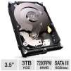 Seagate ST3000DM001 Barracuda 7200.14 Hard Drive - 3TB, SATA III (6Gb/s), 3.5", 7200RPM, 64MB