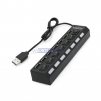 7 Port USB Hub, Power Strip Style with On / Off Switch, Black Color