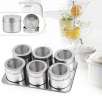 6-Piece Stainless Steel Magnetic Condiment Box Set