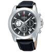 Pulsar PT3075 Mens Chronograph Black Dial Leather Band Watch