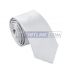 Polyester Narrow Neck Tie Skinny Solid Silver Thin Necktie for Men (2" Max Width)