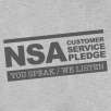 Tanga T-shirt Sale: NSA Customer Service Pledge T-Shirt for $5.99, More