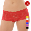 Sexy Floral Lace Boy Short Panties in 4 Sizes (12-Pack)