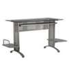 Studio RTA Malibu Glass Computer Desk, 29 3/4"H x 46 7/8"W x 25 3/8"D, Pewter