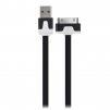 9.84ft x 0.23" Sync & Charge Flat USB Data Cable for Apple iPhone 4 4S iPad 2 3, Color: Black
