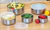 5-Piece Stainless Steel Bowl Set with Plastic Lids for $7.99, 52-Piece Food Storage Set for $8.99