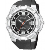Pulsar by Seiko PXH633 Mens Watch Stainless Steel Sport Black Patterned Dial Rubber Strap