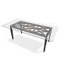 Truss Glass Top Dining Table with Espresso Frame
