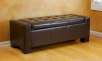 Tufted Bonded Leather Storage-Bench Ottoman