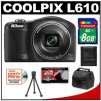 Nikon Coolpix L610 Digital Camera (Black) - Factory Refurbished with 8GB Card + Case + Accessory Kit