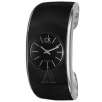 Calvin Klein Womens Gloss Stainless steel and black enamel Quartz Bangle style Watch
