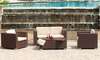 Westlake Brown Wicker Outdoor-Furniture Set with Sofa, 2 Chairs, and Storage Ottoman