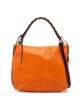 Neiman Marcus Italian Leather Convertible Hobo Bag, Orange/Dark Brown
