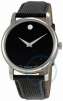 Movado Museum Black Dial Black Leather Strap Mens Watch 2100002