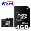 A-DATA 4GB MicroSDHC Class 6 with SD Card Adapter