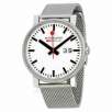 Mondaine Swiss Railways Evo White Dial Stainless Steel Mesh Mens Watch