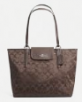 Coach Ward Tote In Signature Nylon (Silver/Mink)