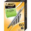 BIC Round Stic Ballpoint Pens, Black Ink, Medium Point, 60/Box
