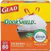 Glad OdorShield Tall Kitchen Drawstring Trash Bags, Hawaiian Aloha, White, 13 Gallon, 80 Bags/Box