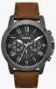 Fossil Grant Round Chronograph Leather Strap Watch, 44mm