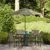 Essential Garden Bartlett Round Dining Table + 4 Bartlett Neutral Stack Dining Chairs