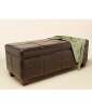 Dark Brown Leather Storage Bench