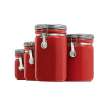 Anchor Hocking 4 Piece Ceramic Canister Set, Red