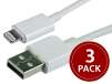 3-Pack Apple MFi Certified Lightning to USB Charge & Sync Cables, 3ft White
