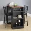 Dorel Home Furnishings 3 Piece Black Counter Height Bar Set