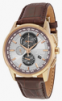 Citizen Eco-Drive World Chronograph A-T Perpetual Calendar Brown Leather Strap Men