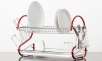 Two Tier Dish Rack with Red Metallic Frame