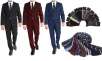 Braveman 2-Piece Slim-Fit Suit with Tie and Dress Socks (Black, Burgundy, or Blue)