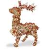 National Tree Company 27.6In Champagne Gold Rattan Reindeer with Berries and Clear Lights