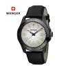 Wenger Swiss Army Mens Alpine 70474 PVD Coated Black Leather Date 100M Watch