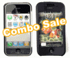 Combo 2-pack Full screen protector & Black Silicone Skin Case for iPhone