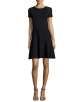 Halston Heritage Short-Sleeve Fit-&-Flare Dress, Black