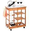 Goplus New Rolling Wood Kitchen Trolley Cart Dining Storage Drawers Stand Durable