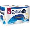Kleenex Cottonelle Gentle Clean Care Bath Tissue, 1-Ply, 12 Rolls/Pack