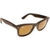 Ray-Ban RB2140QM Original Brown Leather Wayfarer w/ Polarized Lens Unisex Sunglasses
