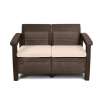 Keter Corfu Love Seat All Weather Outdoor Patio Furniture w/ Cushions, Brown