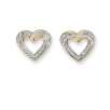 Gold over Sterling Silver Diamond Accent Heart Stud Earrings