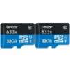 Lexar 2 Pack Of 32GB 633x High-Performance microSDHC UHS-I/U1 (Bulk Packaging)